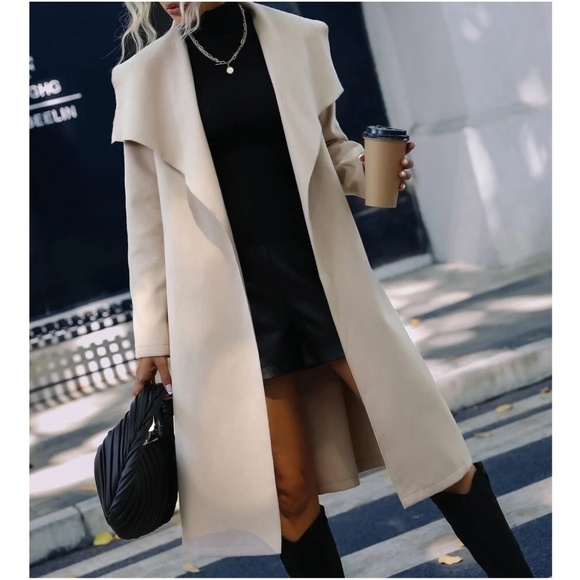 BellanBlue Jackets & Blazers - Cozy Open Front Belted Oversized Jacket Coat